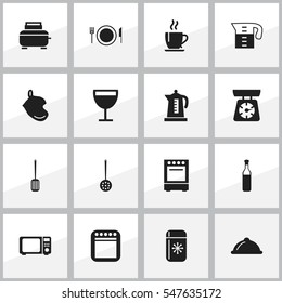 Set Of 16 Editable Restaurant Icons. Includes Symbols Such As Dish, Cooker, Coffee And More. Can Be Used For Web, Mobile, UI And Infographic Design.