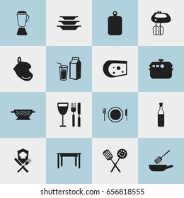 Set Of 16 Editable Restaurant Icons. Includes Symbols Such As Drainer, Tableware, Dishes And More. Can Be Used For Web, Mobile, UI And Infographic Design.