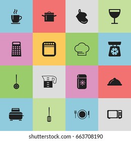 Set Of 16 Editable Restaurant Icons. Includes Symbols Such As Food Libra, Pan, Dish And More. Can Be Used For Web, Mobile, UI And Infographic Design.