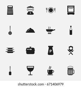 Set Of 16 Editable Restaurant Icons. Includes Symbols Such As Ale, Oven, Strainer And More. Can Be Used For Web, Mobile, UI And Infographic Design.