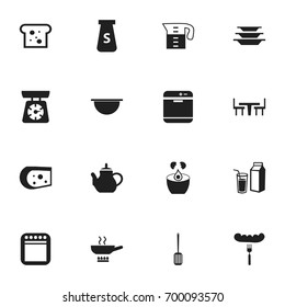 Set Of 16 Editable Restaurant Icons. Includes Symbols Such As Baguette, Salt, Dining Table And More. Can Be Used For Web, Mobile, UI And Infographic Design.