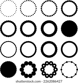 Set of 16 Editable and scalable vector circle design elements. 16 Different variations for design use. Use for posters, logos, icons, templates, branding, social media. Isolated.
EPS file.