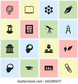 Set Of 16 Editable School Icons. Includes Symbols Such As Graduated Female, School Board, Literature And More. Can Be Used For Web, Mobile, UI And Infographic Design.