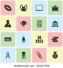 Set Of 16 Editable Science Icons. Includes Symbols Such As Chemistry, First Place, Book And More. Can Be Used For Web, Mobile, UI And Infographic Design.