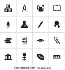 Set Of 16 Editable Science Icons. Includes Symbols Such As Graduate, Victory Medallion, Math Tool And More. Can Be Used For Web, Mobile, UI And Infographic Design.