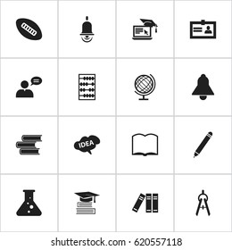 Set Of 16 Editable Science Icons. Includes Symbols Such As Mind, Earth Planet, Distance Learning And More. Can Be Used For Web, Mobile, UI And Infographic Design.