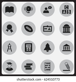 Set Of 16 Editable Science Icons. Includes Symbols Such As Thinking Man, Diplomaed Male, Arithmetic And More. Can Be Used For Web, Mobile, UI And Infographic Design.