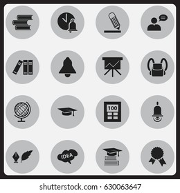 Set Of 16 Editable Science Icons. Includes Symbols Such As Writing, Victory Medallion, Literature And More. Can Be Used For Web, Mobile, UI And Infographic Design.