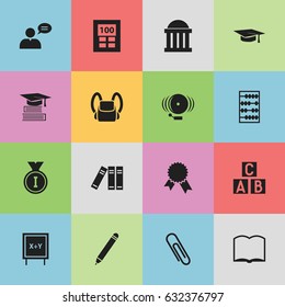 Set Of 16 Editable Science Icons. Includes Symbols Such As Thinking Man, Graduation Hat, First Place And More. Can Be Used For Web, Mobile, UI And Infographic Design.