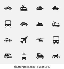 Set Of 16 Editable Shipment Icons. Includes Symbols Such As Chopper, Yacht, Weapon And More. Can Be Used For Web, Mobile, UI And Infographic Design.