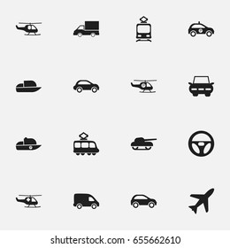Set Of 16 Editable Shipment Icons. Includes Symbols Such As Chopper, City Drive, Automobile And More. Can Be Used For Web, Mobile, UI And Infographic Design.