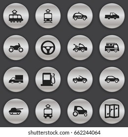 Set Of 16 Editable Shipment Icons. Includes Symbols Such As Camion, Car Vehicle, Auto And More. Can Be Used For Web, Mobile, UI And Infographic Design.