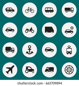Set Of 16 Editable Shipment Icons. Includes Symbols Such As Cycle, Tanker, Shipping And More. Can Be Used For Web, Mobile, UI And Infographic Design.