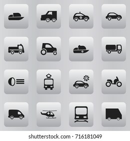 Set Of 16 Editable Shipment Icons. Includes Symbols Such As Part Of Car, Garage, Car Vehicle And More. Can Be Used For Web, Mobile, UI And Infographic Design.