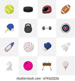 Set Of 16 Editable Sport Icons. Includes Symbols Such As Hard Hat, Fighting, Kegling And More. Can Be Used For Web, Mobile, UI And Infographic Design.