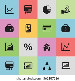Set Of 16 Editable Statistic Icons. Includes Symbols Such As Equalizer Display, Circle Diagram, Phone Statistics And More. Can Be Used For Web, Mobile, UI And Infographic Design.