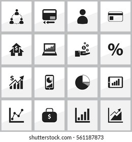 Set Of 16 Editable Statistic Icons. Includes Symbols Such As Bank Payment, Transmission, Banking House And More. Can Be Used For Web, Mobile, UI And Infographic Design.