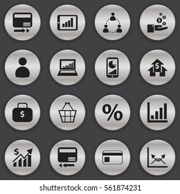 Set Of 16 Editable Statistic Icons. Includes Symbols Such As Schema, Bank Payment, Equalizer Display And More. Can Be Used For Web, Mobile, UI And Infographic Design.
