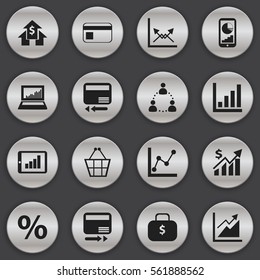 Set Of 16 Editable Statistic Icons. Includes Symbols Such As Progress, Graph Information, Schema And More. Can Be Used For Web, Mobile, UI And Infographic Design.
