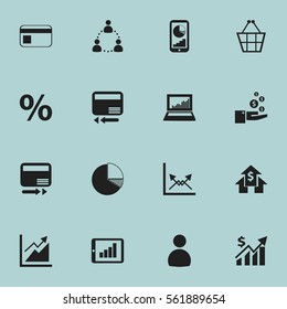 Set Of 16 Editable Statistic Icons. Includes Symbols Such As Circle Diagram, Bar Chart, Phone Statistics And More. Can Be Used For Web, Mobile, UI And Infographic Design.