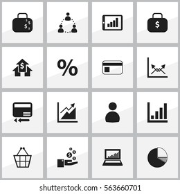 Set Of 16 Editable Statistic Icons. Includes Symbols Such As Transmission, Bar Chart, Profit And More. Can Be Used For Web, Mobile, UI And Infographic Design.