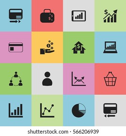 Set Of 16 Editable Statistic Icons. Includes Symbols Such As Cash Briefcase, Statistic, Revenue And More. Can Be Used For Web, Mobile, UI And Infographic Design.