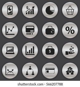Set Of 16 Editable Statistic Icons. Includes Symbols Such As Money Bag, Statistic, Schema And More. Can Be Used For Web, Mobile, UI And Infographic Design.