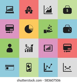 Set Of 16 Editable Statistic Icons. Includes Symbols Such As User, Profit, Progress And More. Can Be Used For Web, Mobile, UI And Infographic Design.