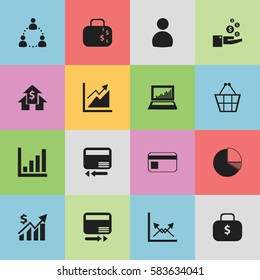 Set Of 16 Editable Statistic Icons. Includes Symbols Such As Progress, Pay Redeem, Bank Payment And More. Can Be Used For Web, Mobile, UI And Infographic Design.