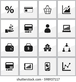 Set Of 16 Editable Statistic Icons. Includes Symbols Such As Equalizer Display, Profit, Transmission And More. Can Be Used For Web, Mobile, UI And Infographic Design.