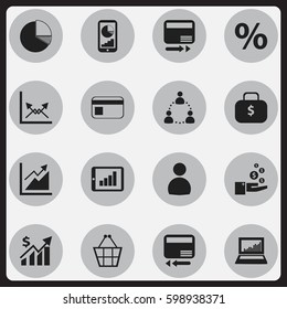 Set Of 16 Editable Statistic Icons. Includes Symbols Such As Revenue, Profit, Credit Card And More. Can Be Used For Web, Mobile, UI And Infographic Design.