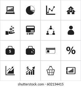 Set Of 16 Editable Statistic Icons. Includes Symbols Such As Circle Diagram, Graph Information, User And More. Can Be Used For Web, Mobile, UI And Infographic Design.