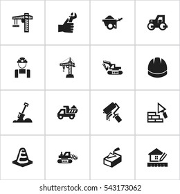 Set Of 16 Editable Structure Icons. Includes Symbols Such As Lifting Equipment, Home Scheduling, Oar And More. Can Be Used For Web, Mobile, UI And Infographic Design.