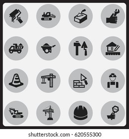 Set Of 16 Editable Structure Icons. Includes Symbols Such As Endurance, Spatula, Hardhat And More. Can Be Used For Web, Mobile, UI And Infographic Design.