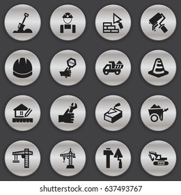 Set Of 16 Editable Structure Icons. Includes Symbols Such As Spatula, Notice Object, Facing And More. Can Be Used For Web, Mobile, UI And Infographic Design.