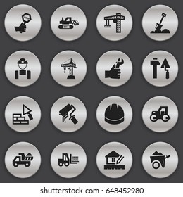 Set Of 16 Editable Structure Icons. Includes Symbols Such As Home Scheduling, Construction Tools, Employee And More. Can Be Used For Web, Mobile, UI And Infographic Design.