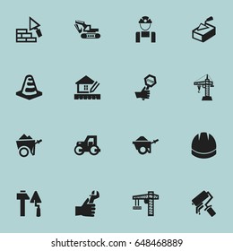 Set Of 16 Editable Structure Icons. Includes Symbols Such As Scrub, Home Scheduling, Facing And More. Can Be Used For Web, Mobile, UI And Infographic Design.