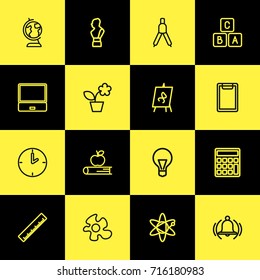 Set Of 16 Editable Teach Outline Icons. Includes Symbols Such As Dividers, Ring, A B C And More. Can Be Used For Web, Mobile, UI And Infographic Design.