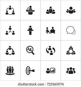 Set Of 16 Editable Team Icons. Includes Symbols Such As Conversation, Goal, Human Resouces And More. Can Be Used For Web, Mobile, UI And Infographic Design.