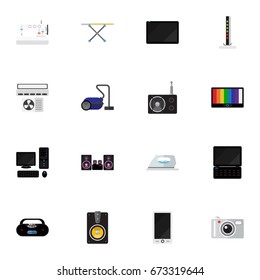 Set Of 16 Editable Tech Icons. Includes Symbols Such As Palmtop, Personal Computer, Modem And More. Can Be Used For Web, Mobile, UI And Infographic Design.