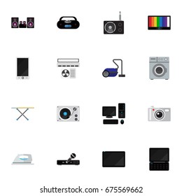 Set Of 16 Editable Technology Icons. Includes Symbols Such As Personal Computer, Screen, Ventilation And More. Can Be Used For Web, Mobile, UI And Infographic Design.