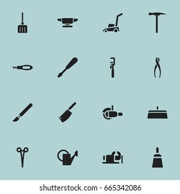 Set Of 16 Editable Tools Icons. Includes Symbols Such As Nippers, Chisel Scraper, Pickaxes And More. Can Be Used For Web, Mobile, UI And Infographic Design.