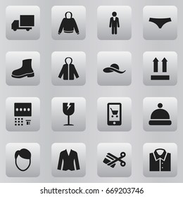 Set Of 16 Editable Trade Icons. Includes Symbols Such As Delivery , Direction, Hatband. Can Be Used For Web, Mobile, UI And Infographic Design.