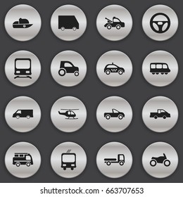 Set Of 16 Editable Transport Icons. Includes Symbols Such As Cab, Lorry, Drophead Coupe And More. Can Be Used For Web, Mobile, UI And Infographic Design.