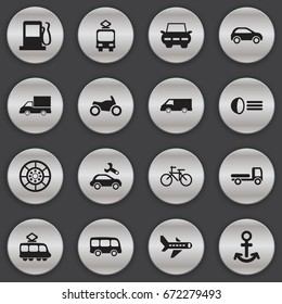 Set Of 16 Editable Transport Icons. Includes Symbols Such As Shipping, Luminary, Van And More. Can Be Used For Web, Mobile, UI And Infographic Design.