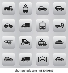 Set Of 16 Editable Transportation Icons. Includes Symbols Such As Cable Railway, Transportation, Chopper And More. Can Be Used For Web, Mobile, UI And Infographic Design.