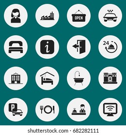 Set Of 16 Editable Travel Icons. Includes Symbols Such As Information Sign, Female, Dishes And More. Can Be Used For Web, Mobile, UI And Infographic Design.