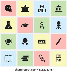 Set Of 16 Editable University Icons. Includes Symbols Such As Arithmetic, Victory Medallion, Ring And More. Can Be Used For Web, Mobile, UI And Infographic Design.