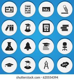 Set Of 16 Editable University Icons. Includes Symbols Such As Writing, Chemistry, Mind And More. Can Be Used For Web, Mobile, UI And Infographic Design.