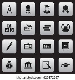 Set Of 16 Editable University Icons. Includes Symbols Such As Notepaper, Diplomaed Male, First Place And More. Can Be Used For Web, Mobile, UI And Infographic Design.